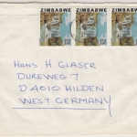 Zimbabwe - 3x21 C. Odzani-Wasserfälle, Lupo-Brief Gweru - Hilden 1982