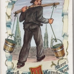 Hamburg - "Hummel Hummel - Mors Mors", farb. Grußkarte, gelaufen 1957