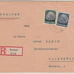 Dt.Bes.Lothringen - 50+4 Pfg. Hindenburg/Überdruck, Einschreibebrief Rombach n.