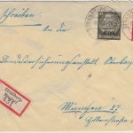 Dt.Bes.Elsass - 30+12Pfg.Hindenburg/Überdruck Einschreibebrief Straßburg-Neudorf