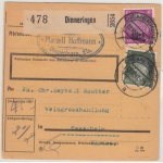 Dt.Bes.Elsaß - 40 Pfg. Hindenburg/Überdruck u.a., Paketkarte Diemeringen 1941