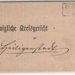 Preussen - Ershausen (1867), Ra2 a. Postbehändigungsschein n. Heiligenstadt