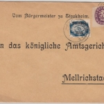 Bayern/DR - 2x20 Pfg. Dienst/Abschied u.a., Brief Stockheim 26. JUL 22 (!!) n.