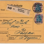 DR - 2x2 M. Germania, Paketkarte Annaberg (Erzgebirge) - Passau 5.4.21