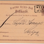 DR - Meerane in Sachsen 1873, Ra3 a. 1/2 Gr. Brustschild GA-Karte n. Leipzig