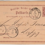 DR/Sachsen - Rodewisch 1874, K2 a. 1/2 Gr. Brustschild GA-Karte n. Leipzig