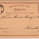 DR/Sachsen - Ebersbach 1874, K2 a. 1/2 Gr. Brustschild GA-Karte n. Nürnberg