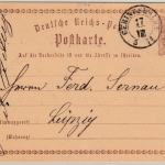 DR/Sachsen - Geringswalda 1874, K2 a. 1/2 Gr. Brustschild GA-Karte n. Leipzig