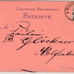 DR - Wurzen (Sachsen) 1885, lachsfarb. Firmenkarte n. Wolfenbüttel