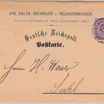 DR - Hildburghausen 1888, K1 a. Firmenpostkarte n. Suhl