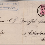 DR - 10 Pfg., Brief v. Plauen (Abs. v. Lyon/FRANKREICH !) n. Eibenstock 1883