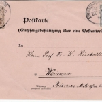 DR - Bahnpost Eisenach - Frankfurt a.M. 1907, Empf.best.f. Postanweisung v. Ipse