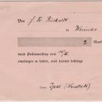DR - Bahnpost Eisenach - Frankfurt a.M. 1907, Empf.best.f. Postanweisung v. Ipse