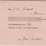 DR - Bahnpost Eisenach - Frankfurt a.M. 1907, Empf.best.f. Postanweisung v. Ipse