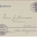 DR - Langebrück 1905, Kreisgitterstempel a. 2 Pfg. Germania GA-Karte/Ortskarte
