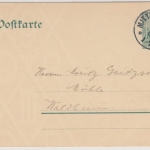 DR - Mittelfrohna 1909, K1 a. 5 Pfg. Germania GA-Karte n. Waldheim