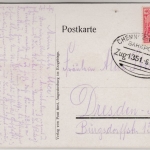 DR - Bahnpost Chemnitz - Weipert, Zug 1351 - Karte Augustusburg - Dresden 1921