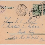 DR - 5 Pfg. Germania GA-Karte+Zusatz n. BRASILIEN, Gotha - Santa Cruz 1904