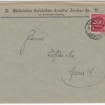 DR-Infla - 200 M. Ziffer/Perfin (Sächs. Steinkohlen-Syndikat), Brief Zwickau n.