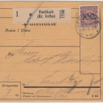 DR - Fischbach (Kr. Gotha) 1924, KOS a. Paketkarte n. Hamburg