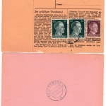 DR - 4x50+15 Pfg. AH, Dringend-Paketkarte + Notpaketkarte Priestewitz 1943 n.