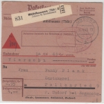 DR - Mühlhausen (Thür) 2, 1943, Gebühr bezahlt Nachnahme-Paketkarte/Selbstbucher