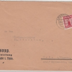 DR - 12 Pfg. Adler/Sockel, Partei-Dienstbrief Arnstadt - Roda 1938