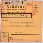 DR - Remscheid-Vielinghausen 1943, Gebühr bezahlt, Paketkarte/Selbstbucher n.