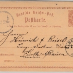 BR/Bayern - Elberfeld 1874, K1 a. 1/2 Gr. Brustschild GA-karte n. Fürth