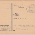 All.Bes. - Duisburg 2 Gebühr bezahlt 29.9.45, Ovalstpl. a. Drucksachenkarte n.