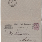 Bayern - 5/5 Pfg. Raute, Antwort-GA-Karte, Zweibrücken - St. Johann 1885