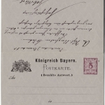 Bayern - 5/5 Pfg. Raute, Antwort-GA-Karte, Zweibrücken - St. Johann 1885