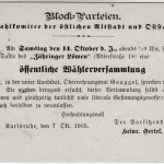 DR - 2 Pfg. Germania, GA-Karte m. priv. Zudruck (Wahlversammlung) karlruhe 1905