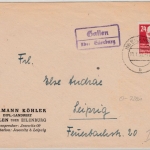 DDR - Gallen ü. Eilenburg, Landpost-Ra2 a. Brief n. Leipzig 1950