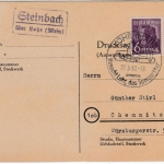 All.Bes. - Steinbach ü. Lohr (Main), Landpost-Ra2 a. Karte 1948 n. Chemnitz