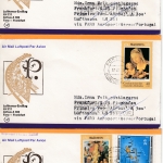 Neue Hebriden - 6 Luftpostbriefe/Zuleitungen LH-Erstflug Faro-Frankfurt 1979