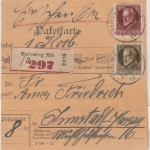 Bayern - 50+40 Pfg. Ludwig, Einschreibe-Paketkarte n. Passau 1918