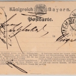 Bayern - 2 Kr. GA-Karte K1 Memmingen - Augsburg 1875