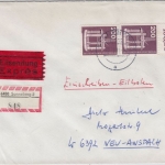 Berlin - 2x200 Pfg. I&T, Einschreibe-Eilbrief Sonneberg - Neu-Anspach 1991