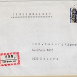 Berlin - 350 Pfg. SWK, Einschreibebrief Berlin 444 - Coburg 1990