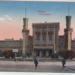 Schlesien - Breslau Hauptbahnhof, farb. AK gelaufen/Feldpost 1918