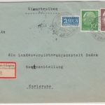 BRD - Untermettingen ü. Tiengen, Poststelle I a. Einschreibebrief 1955 n.