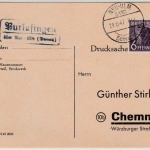 All.Bes. - Burlafingen ü. Neu-Ulm, Landpost-Ra2 a. Karte n. Chemnitz 1947