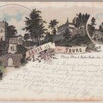 Baden-Württemberg - Yburg, farb. Gruss aus Litho, gelaufen KOS Steinbach 1895