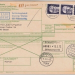 BRD - 3x2 DM Heinemann, Paketkarte i.d. SCHWEIZ, Wintersdorf - Basel 1972