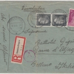 DR - 40+2x1 Pfg. AH, Einschreibebrief n. ITALIEN, Immendingen - Garna 1944