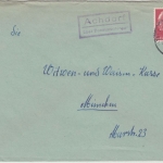 BRD - Achdorf ü. Donaueschingen, Landpost-Ra2 a. Brief n. München 1958