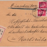 DR - 4x15 Pfg. Hindenburg, Einschreibebrief Allensbach - Karlsruhe 1929