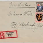 FZ-Allg. - 3x24+12 Pfg. Wappen, Einschreibebrief Sipplingen - Stockach 1946