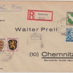 FZ-Baden/Allg. - 75 Pfg. Baldung u.a. Einschreibebrief Aach-Linz - Chemnitz 1947